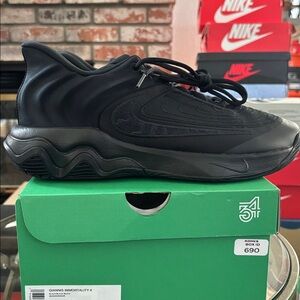 Nike Giannis Immortality 4 Basketball Shoes Triple Black FQ3680-003 / FQ3681-003